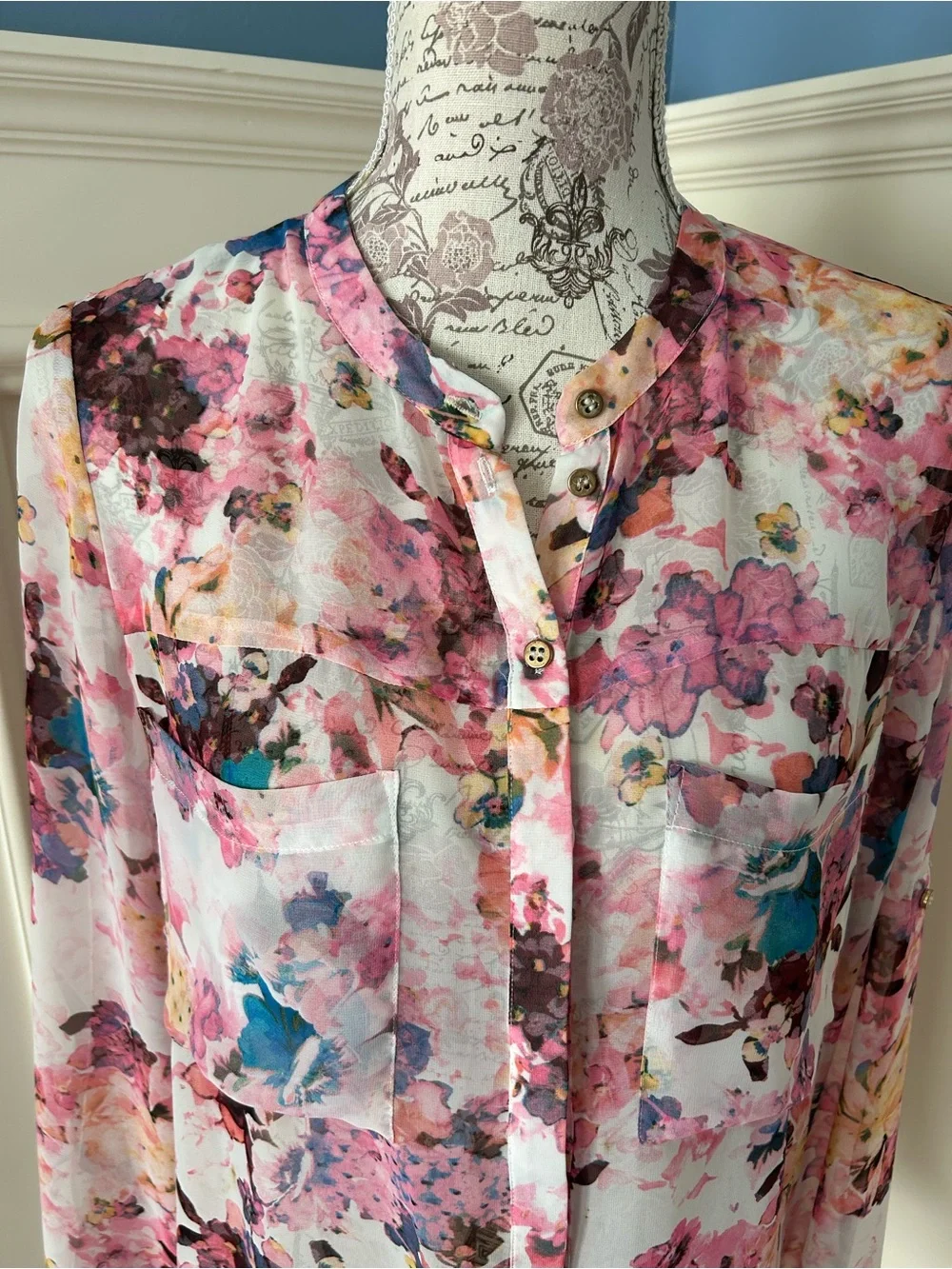 NWT sheer floral blouse